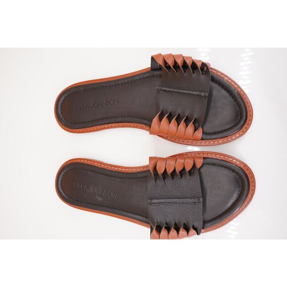 Ulla Johnson Ameya Black Brown Twisted Leather Slide Sandal 37 New Flat $420 - Picture 3 of 12